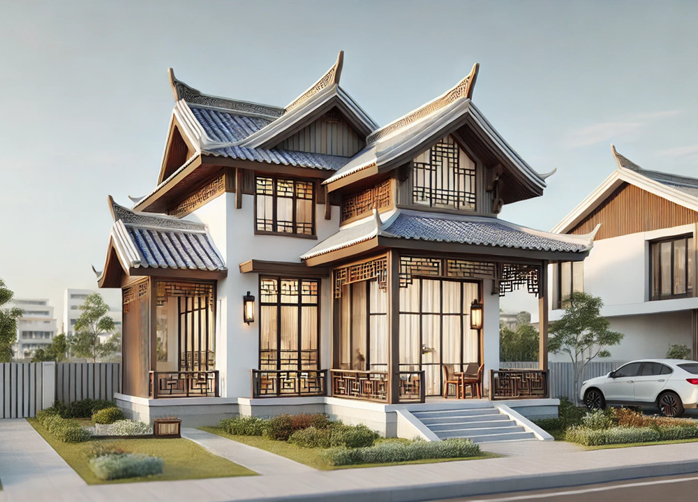 二層中式風(fēng)格輕鋼別墅戶型鑒賞，你中意嗎？