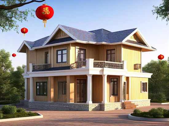 二層180平方米現(xiàn)代中式風格輕鋼別墅戶型圖